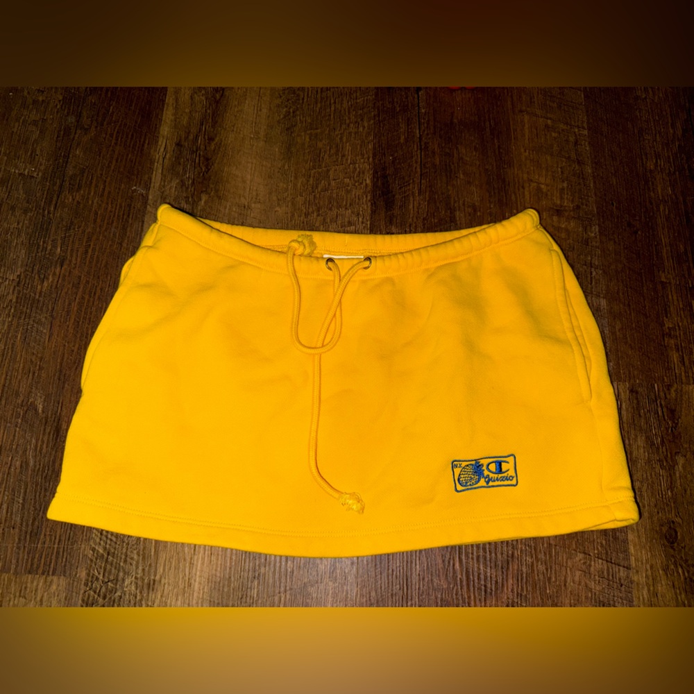Champion x Danielle Guizio Yellow Drawstring Mini Skirt